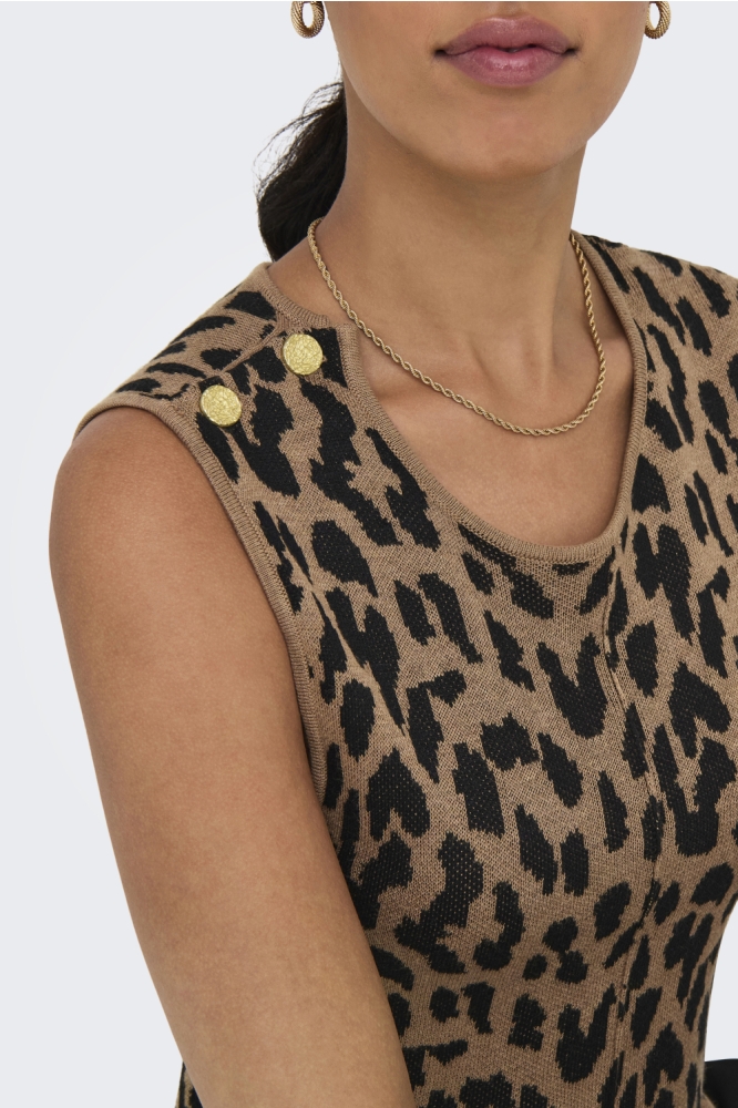 ONLVIENNA SL JQ LEO TANK TOP CC KNT 15347874 Toasted Coconut/Melange/Black